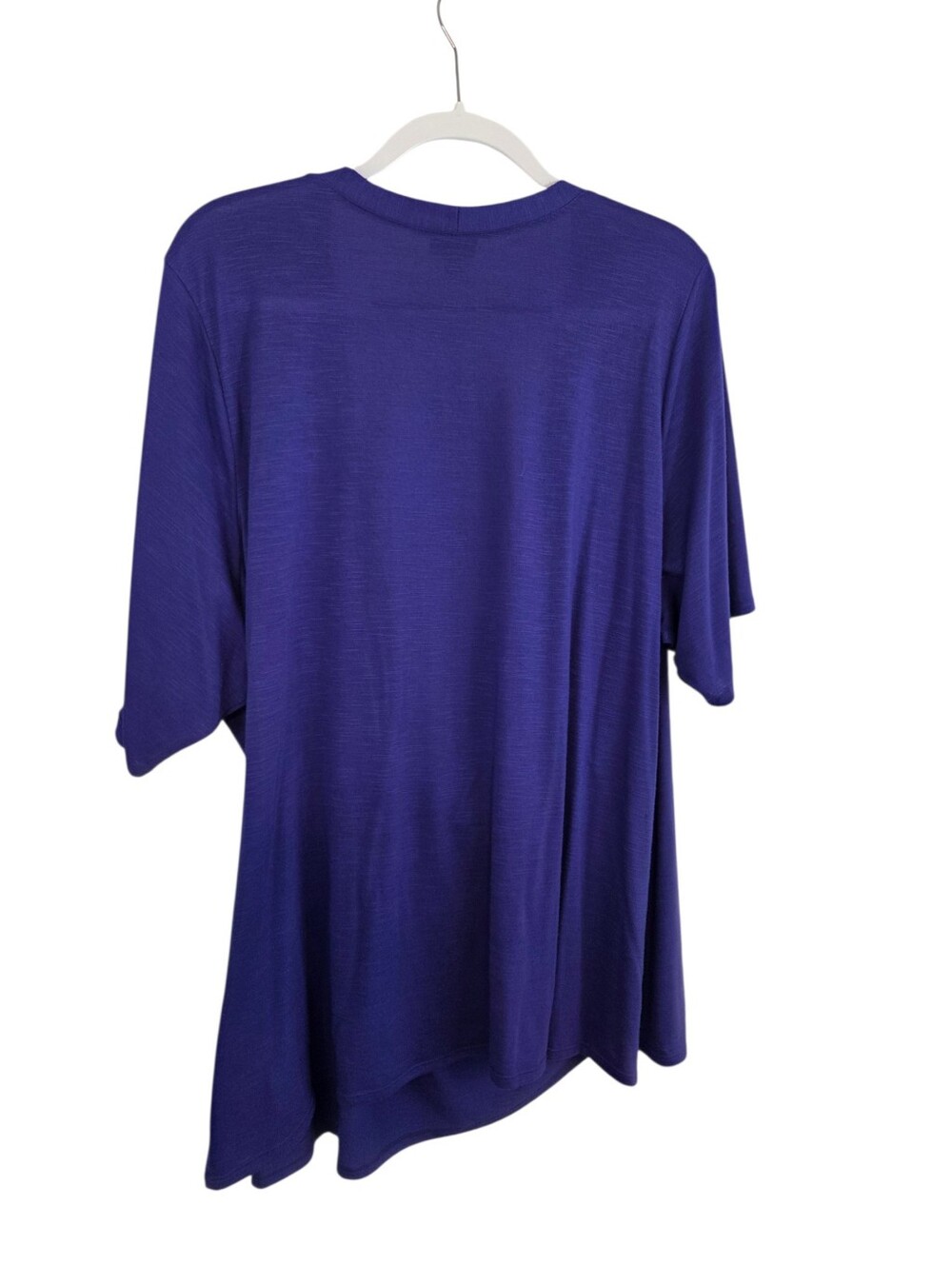 Torrid Purple Faux Wrap V-Neck Short Sleeve Stretch Blouse Size 4 ~ Pre-Owned - Picture 7 of 13